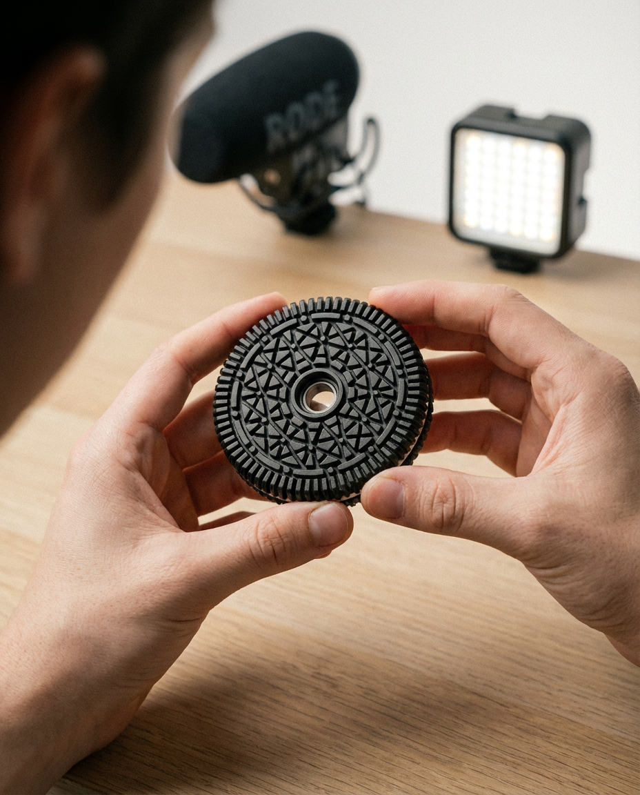 Fliq Cookie vintage lens side view showing fixed aperture optical design