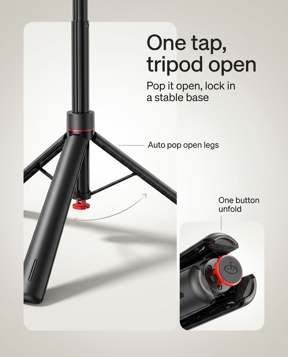Fliq Face Tracking Tripod folded compact 37cm travel size