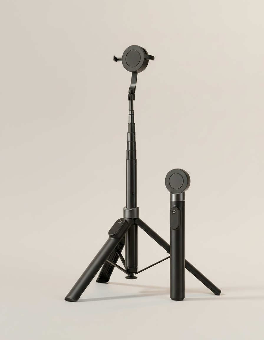 Fliq MagSafe Tripod Pro front view full height aluminum legs ball head