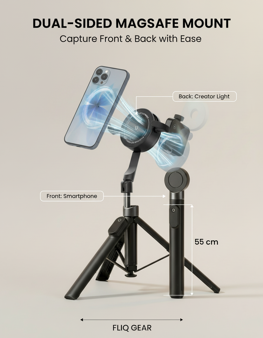 Fliq MagSafe Tripod Pro MagSafe phone mount magnetic attachment close-up