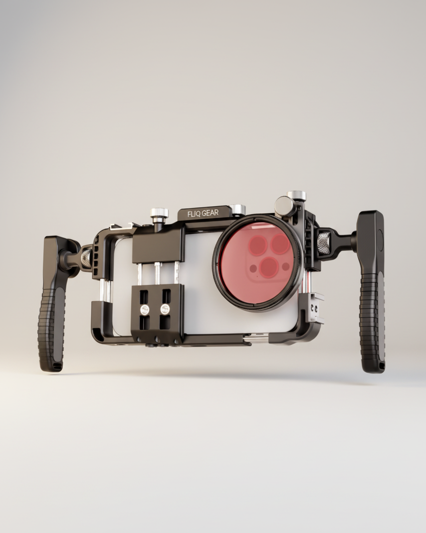 Fliq Video Cage Kit Pro front view dual handles and two cold shoe mounts