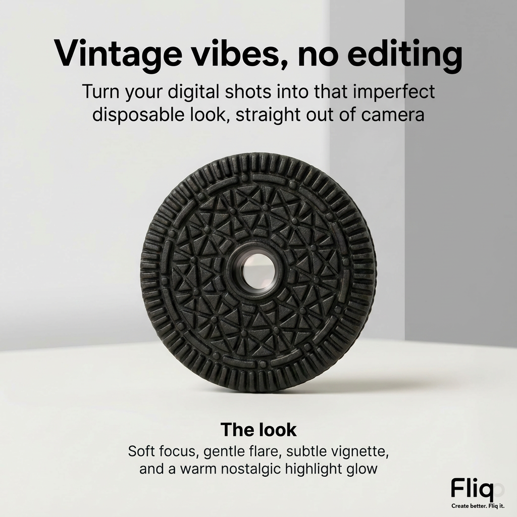 Fliq Cookie Lens mounted on camera showing ultra compact body cap profile