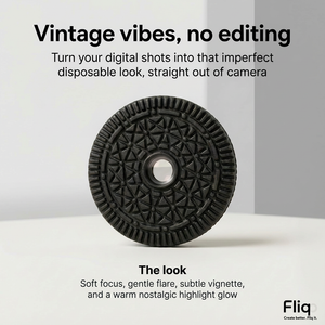 Fliq Cookie Lens mounted on camera showing ultra compact body cap profile