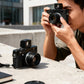 Fliq Optical Viewfinder in use waist-level street photography